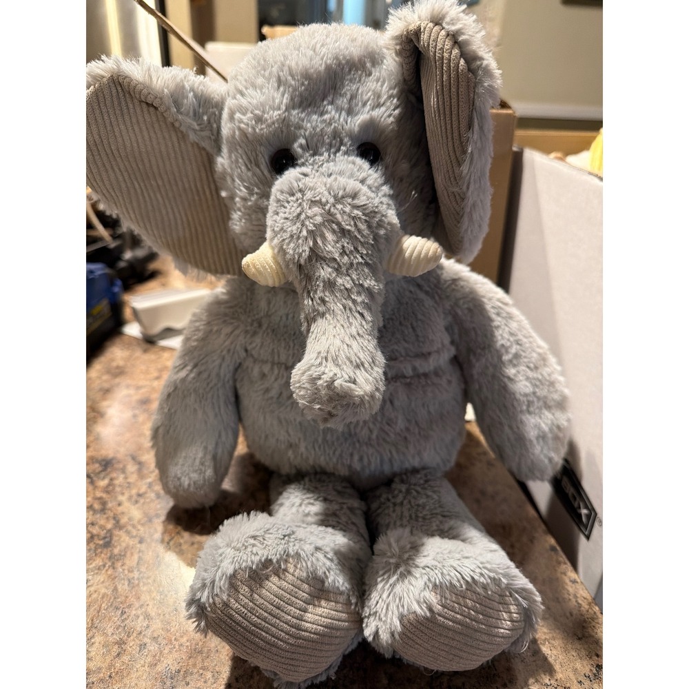Aroma Home Grey Elephant Plush Stuffed Animal Corduroy Accents Upper Canada Co